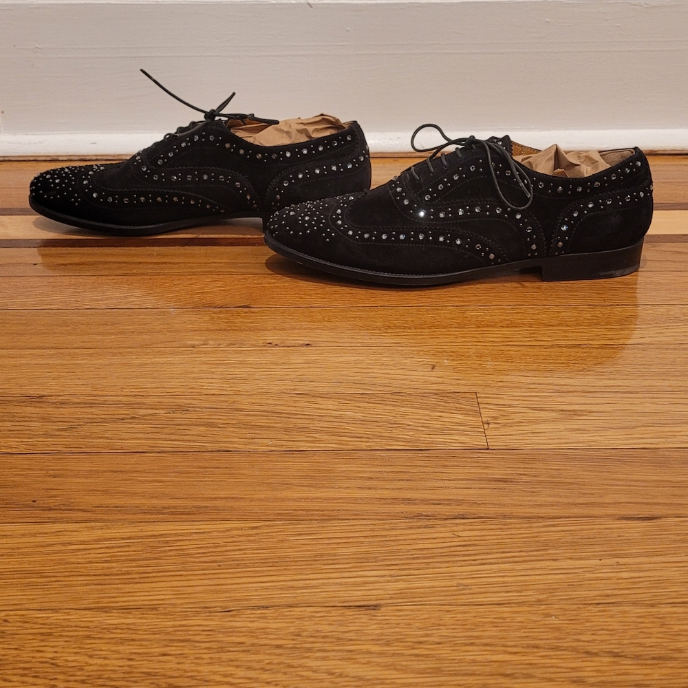 CHURCH'S BURWOOD MET STUDDED  BLACK SUEDE BROGUES LACE UP SHOES - Picture 6 of 13